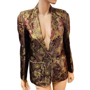 Vintage 80s Charlotte Ford II Metallic Gold and Red Jacket Blazer Size Small